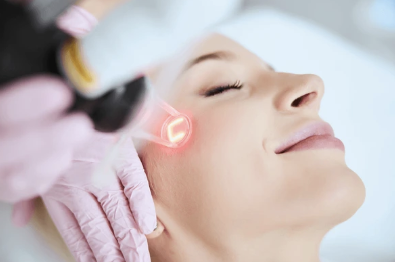 Patient receiving a cosmetic laser treatment